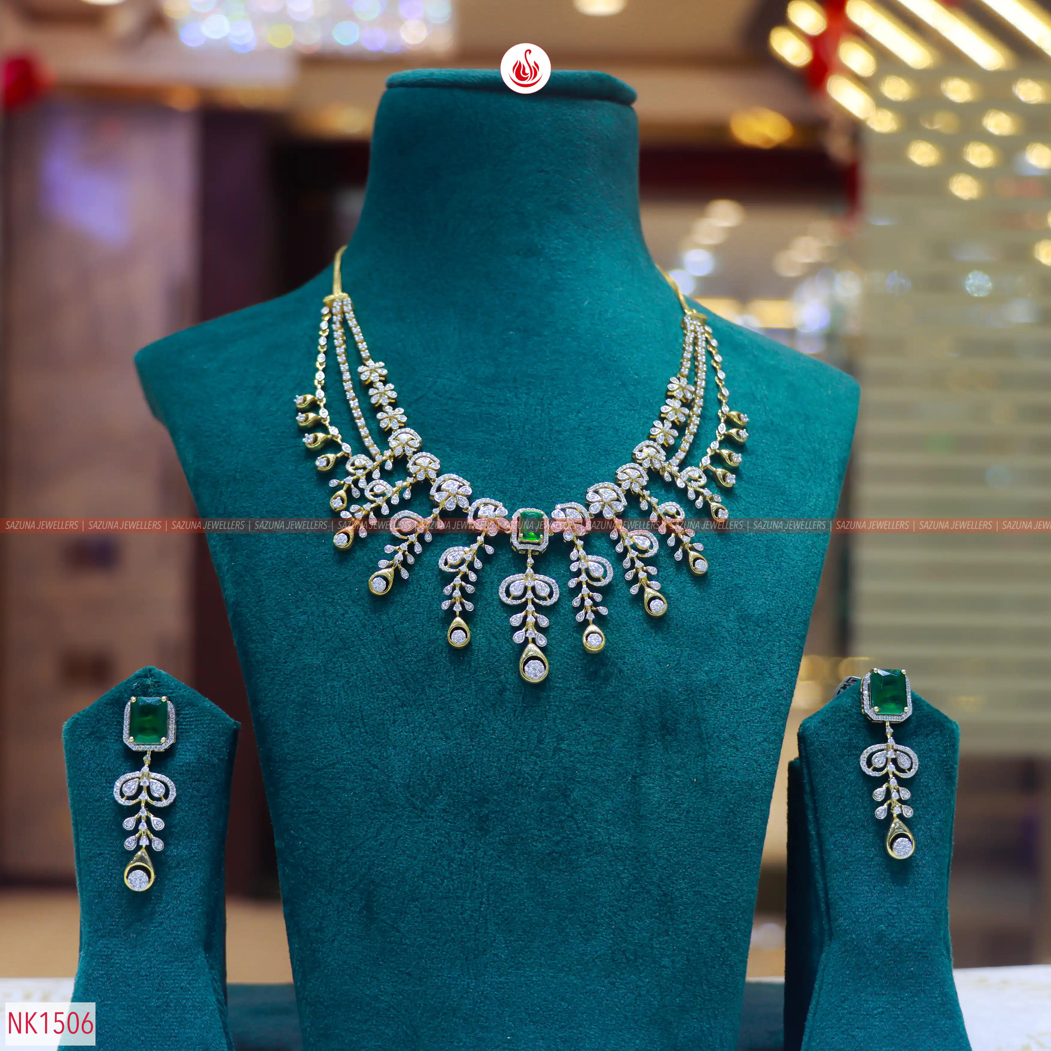 Sazuna Zeenat Emerald Diamond Necklace