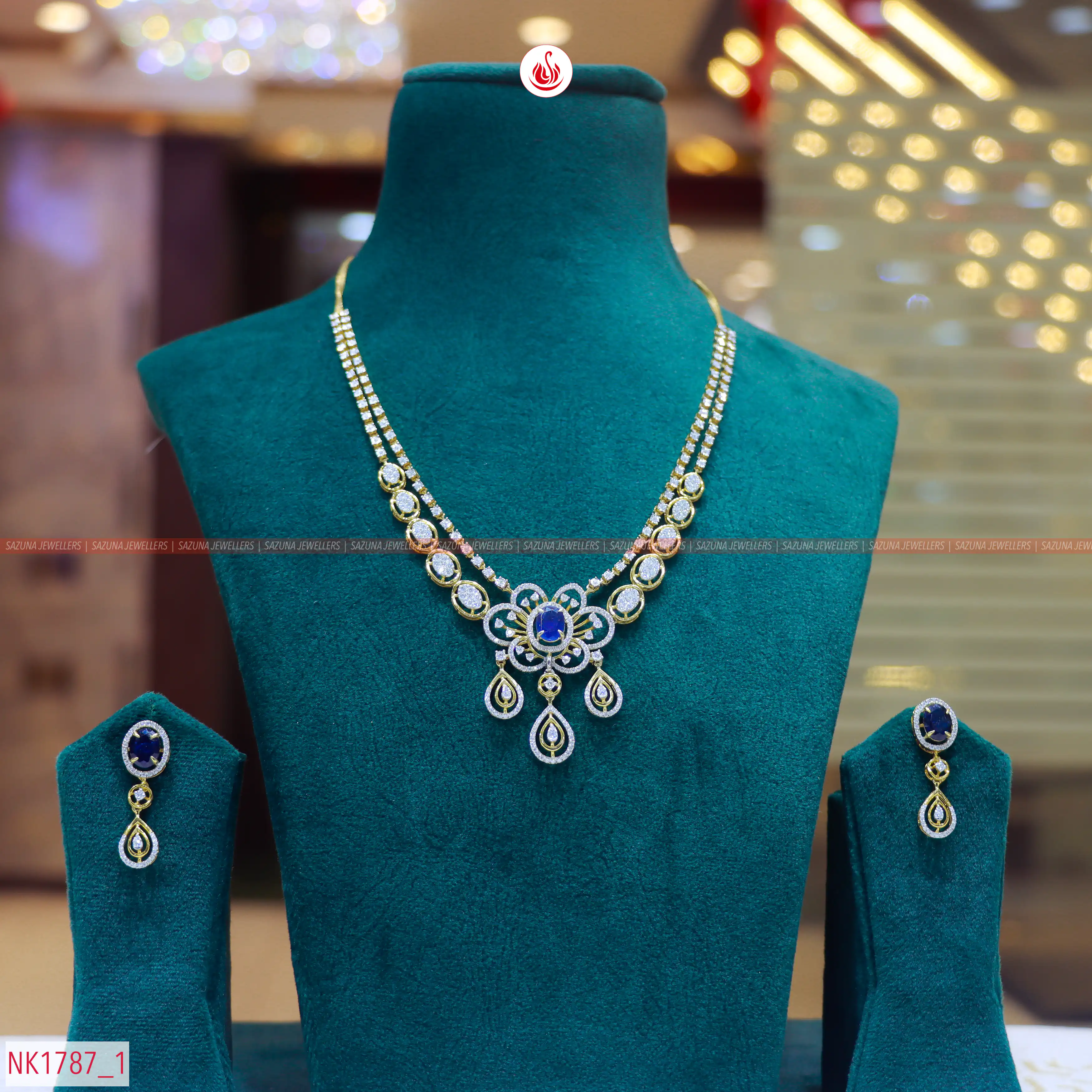 Sazuna Divya Blue Sapphire Diamond Necklace