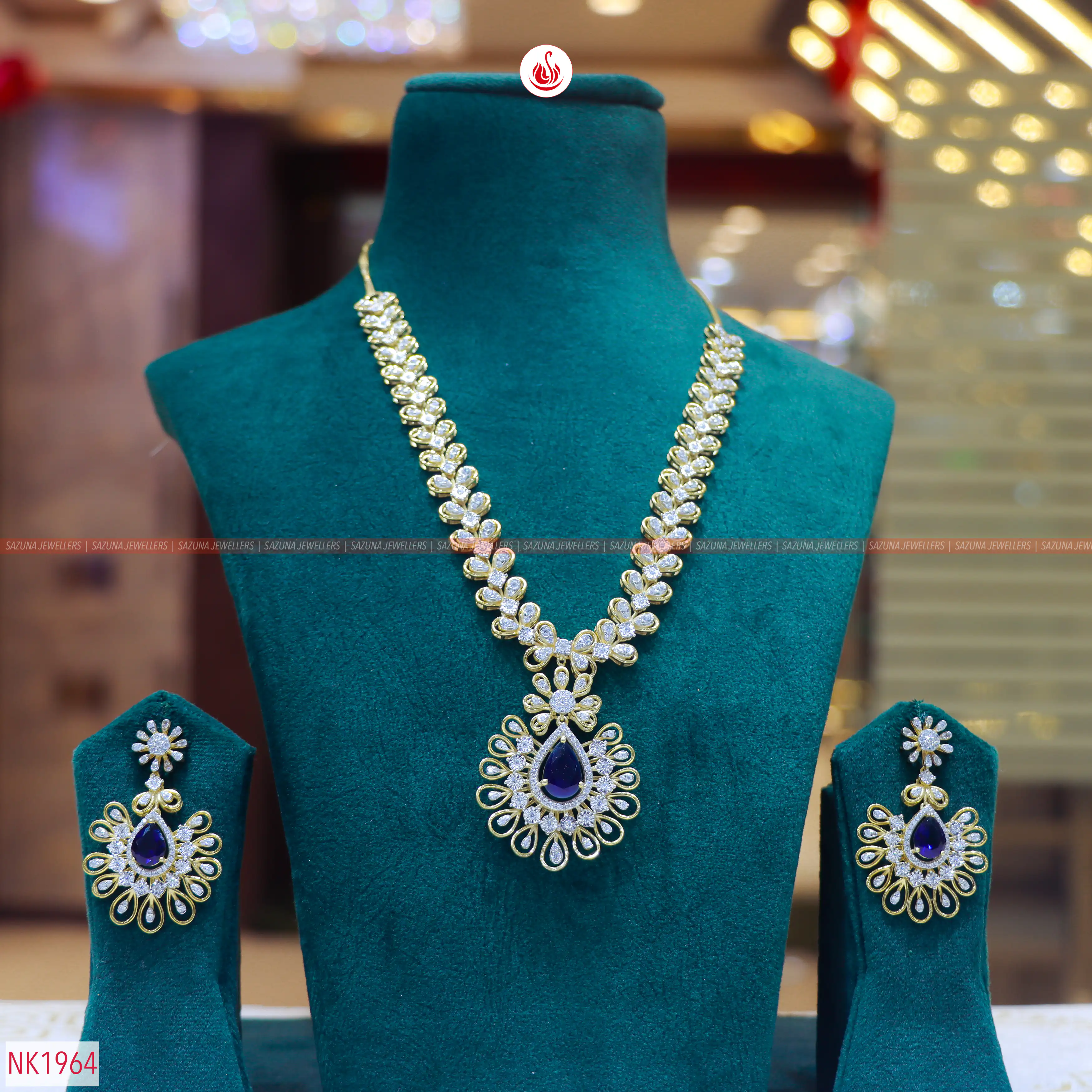 Sazuna Ishira Blue Sapphire Diamond Necklace