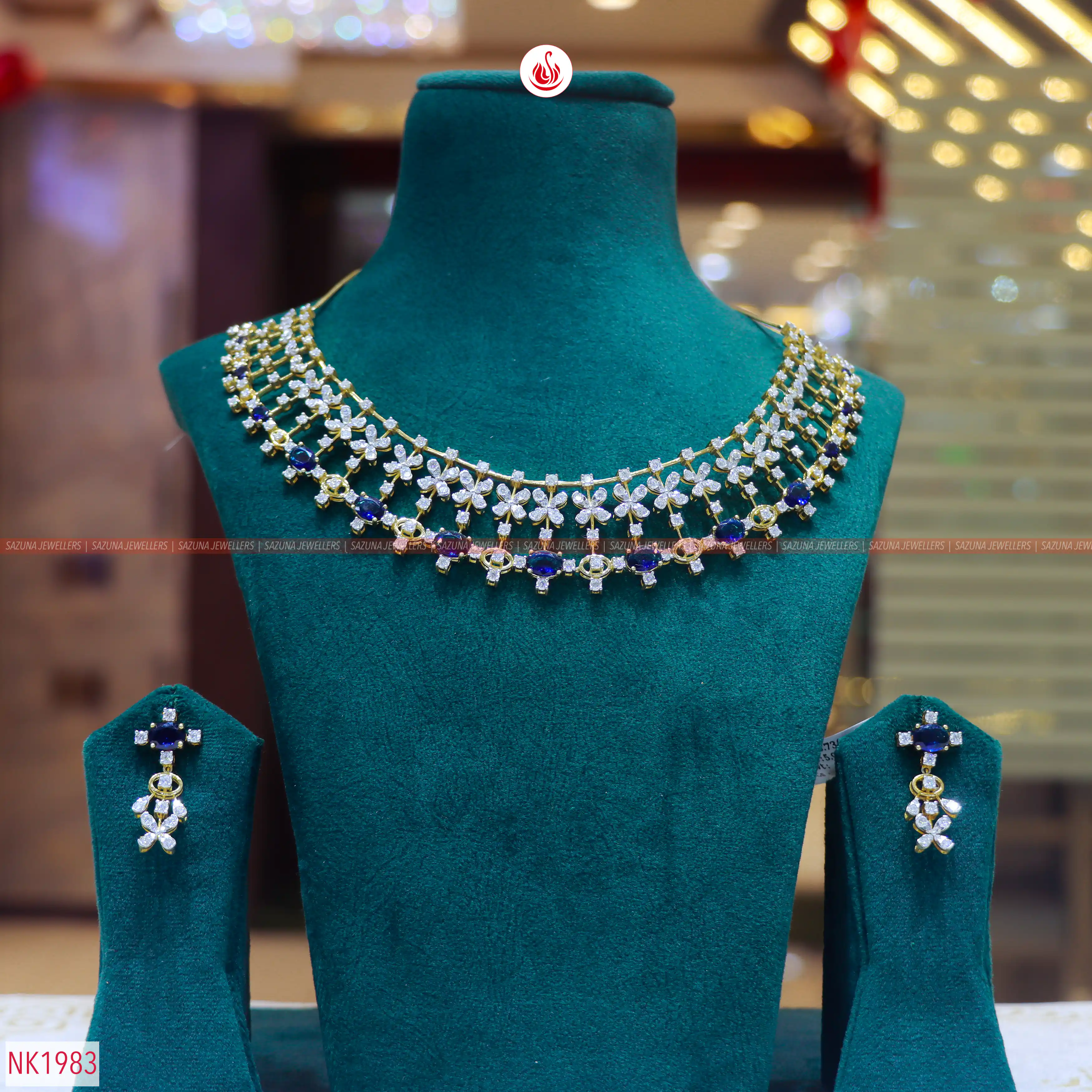 Sazuna Kusuma Blue Sapphire Diamond Necklace