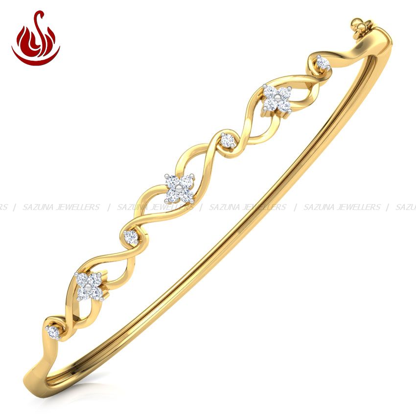 Sazuna Jewellers Alphabet M Charm Diamond Bracelet For Women - 1