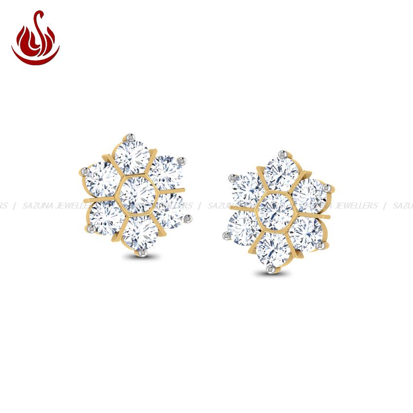 Sazuna Kveta Floral Diamond Stud Earrings