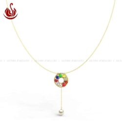 Sazuna Halo Navratna Gemstone Necklace